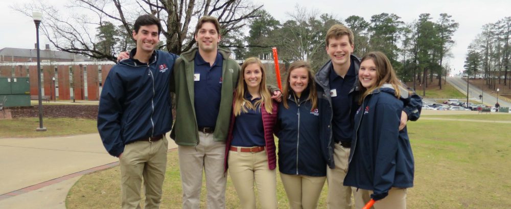 Group of Orientation Leaders helping with directions