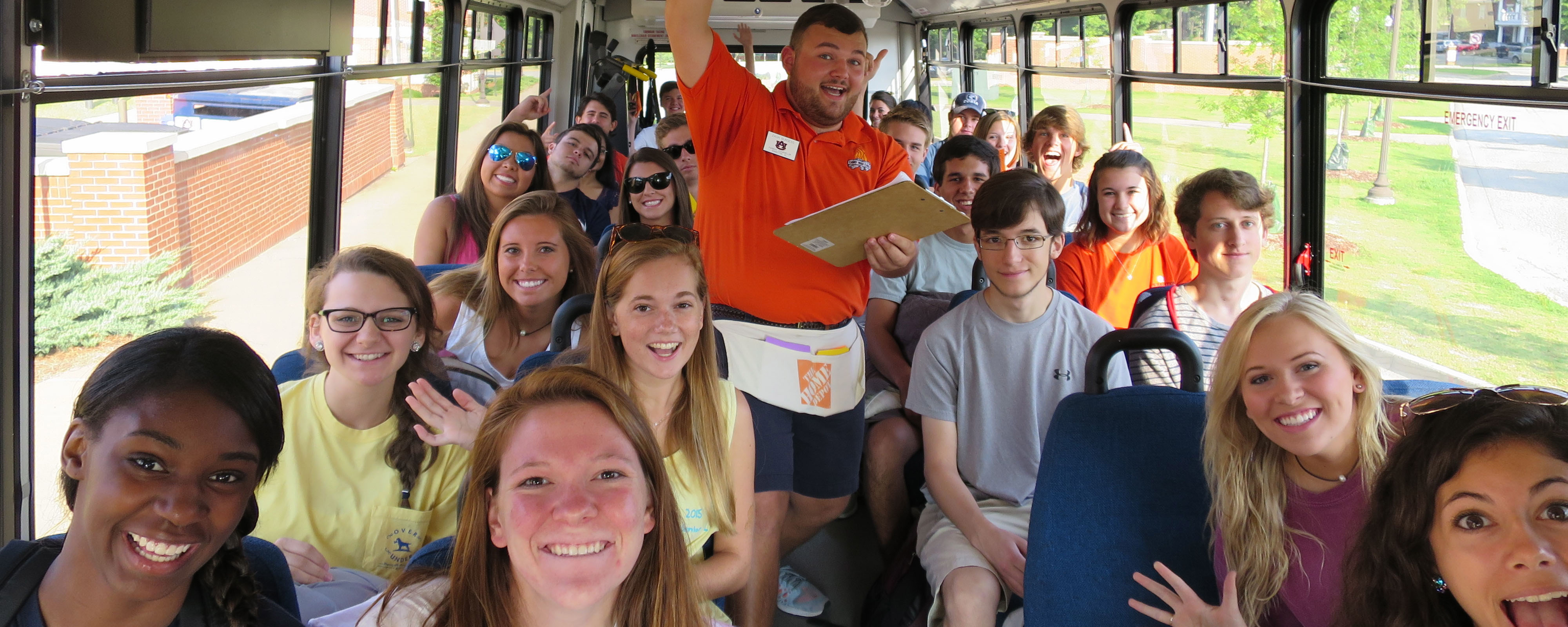 IMG_5651 Counselor riding bus with students to check in