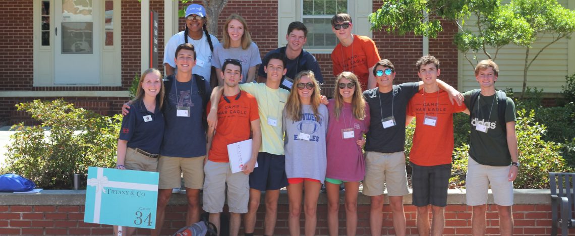 Camp Counselor with group of freshmen