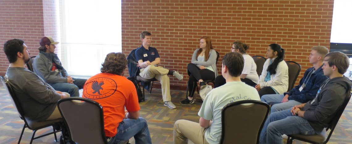 Orientation Leader leading small group discussion