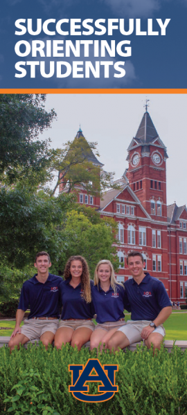 4 Orientation Leader Coordinators smiling in front of Samford Hall